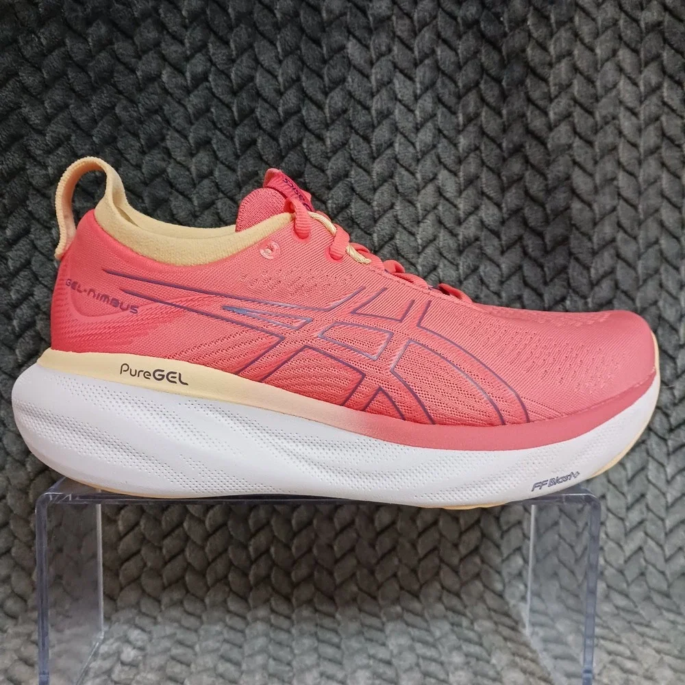 Asics Gel Nimbus 25 Wide Papaya Dusty Purple Women's Walking Running Shoes Sz 7